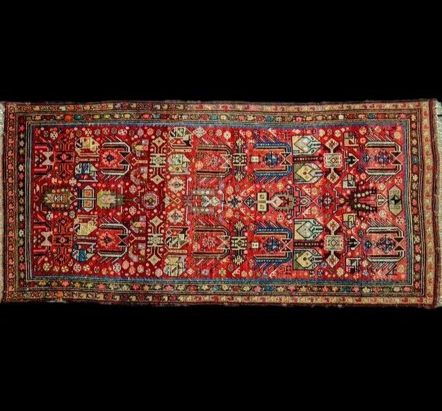 Old Karabagh Rug, Caucasus, 112 Cm X 240 Cm, Hand-knotted Wool On Wool, Superb, XIX Cy-photo-2