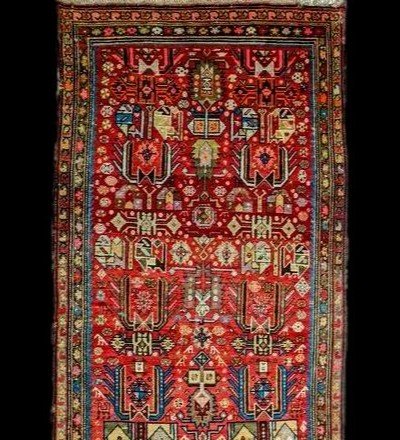 Old Karabagh Rug, Caucasus, 112 Cm X 240 Cm, Hand-knotted Wool On Wool, Superb, XIX Cy-photo-3