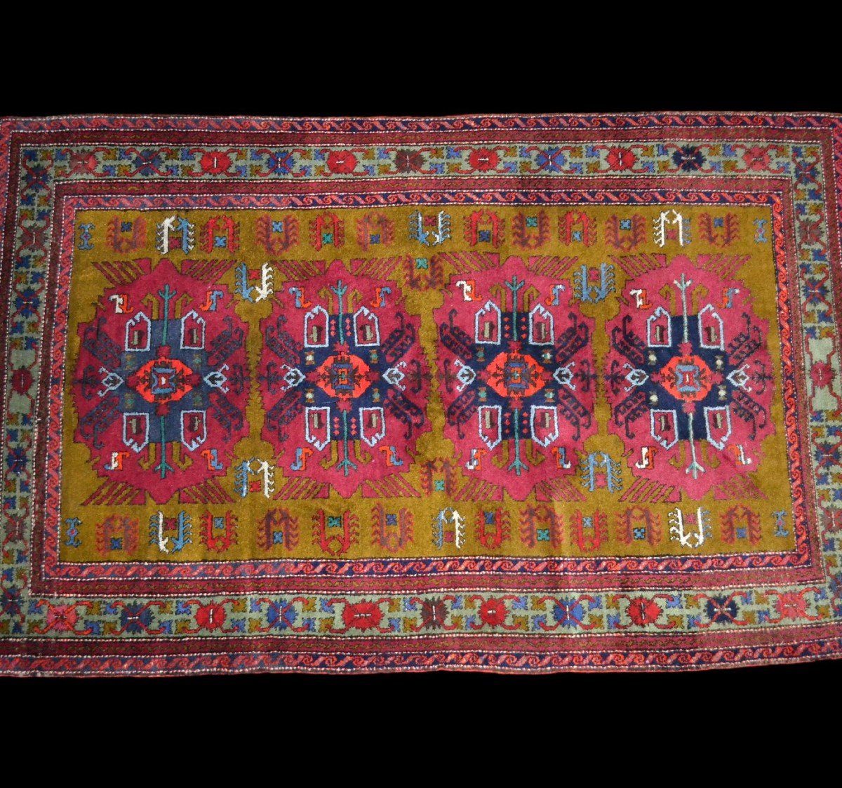 Tapis Derbent, Caucase, 138 cm x 226 cm, laine nouée main vers 1980, état plus que parfait-photo-2