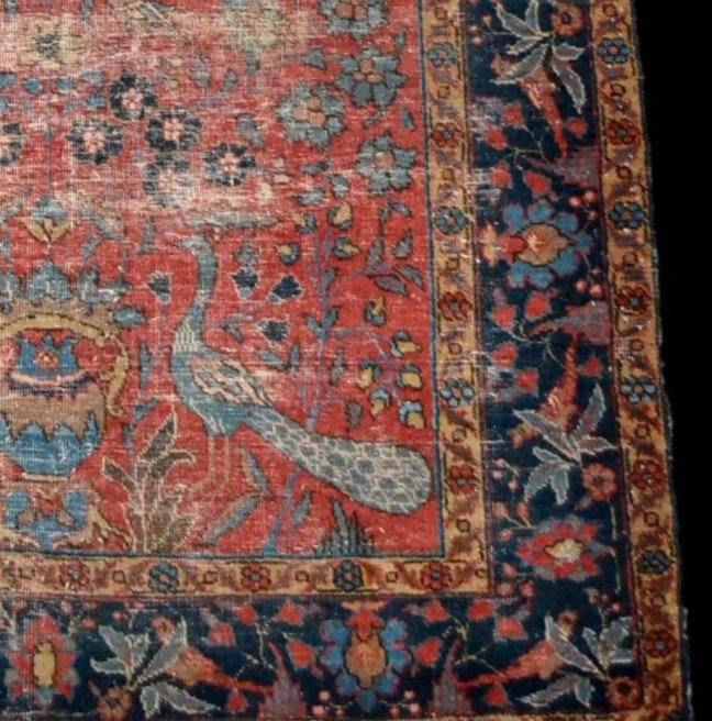 Tapis ancien Tabriz, 138 cm x 178 cm, Perse (Iran) laine nouée main, XIXème siècle-photo-3