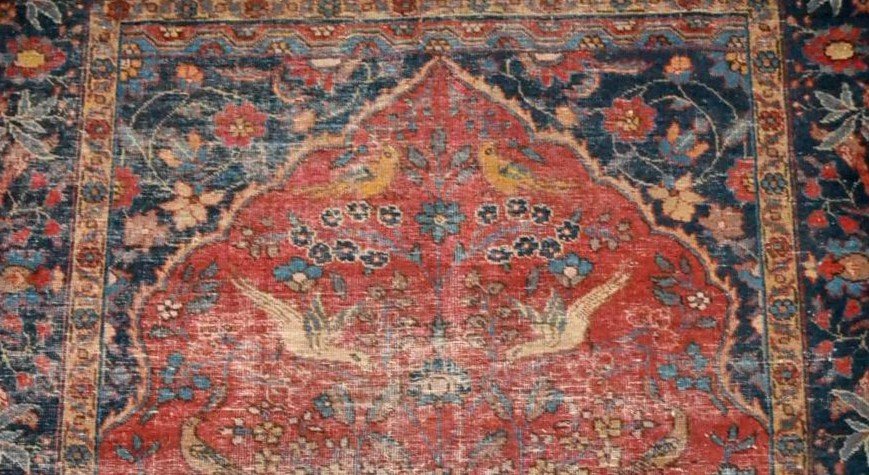 Tapis ancien Tabriz, 138 cm x 178 cm, Perse (Iran) laine nouée main, XIXème siècle-photo-4