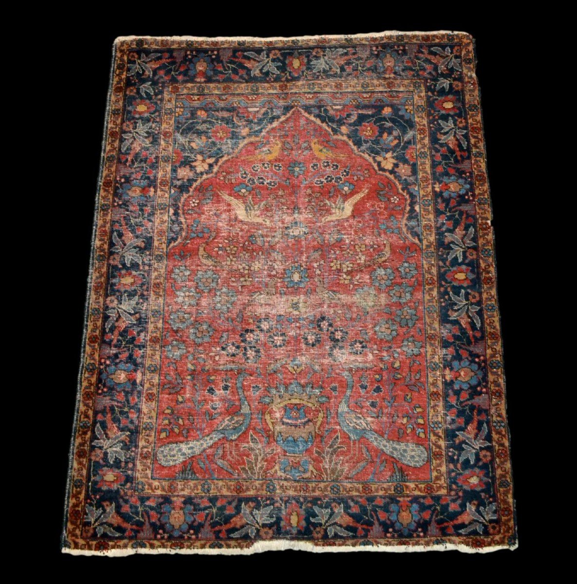 Tapis ancien Tabriz, 138 cm x 178 cm, Perse (Iran) laine nouée main, XIXème siècle-photo-8