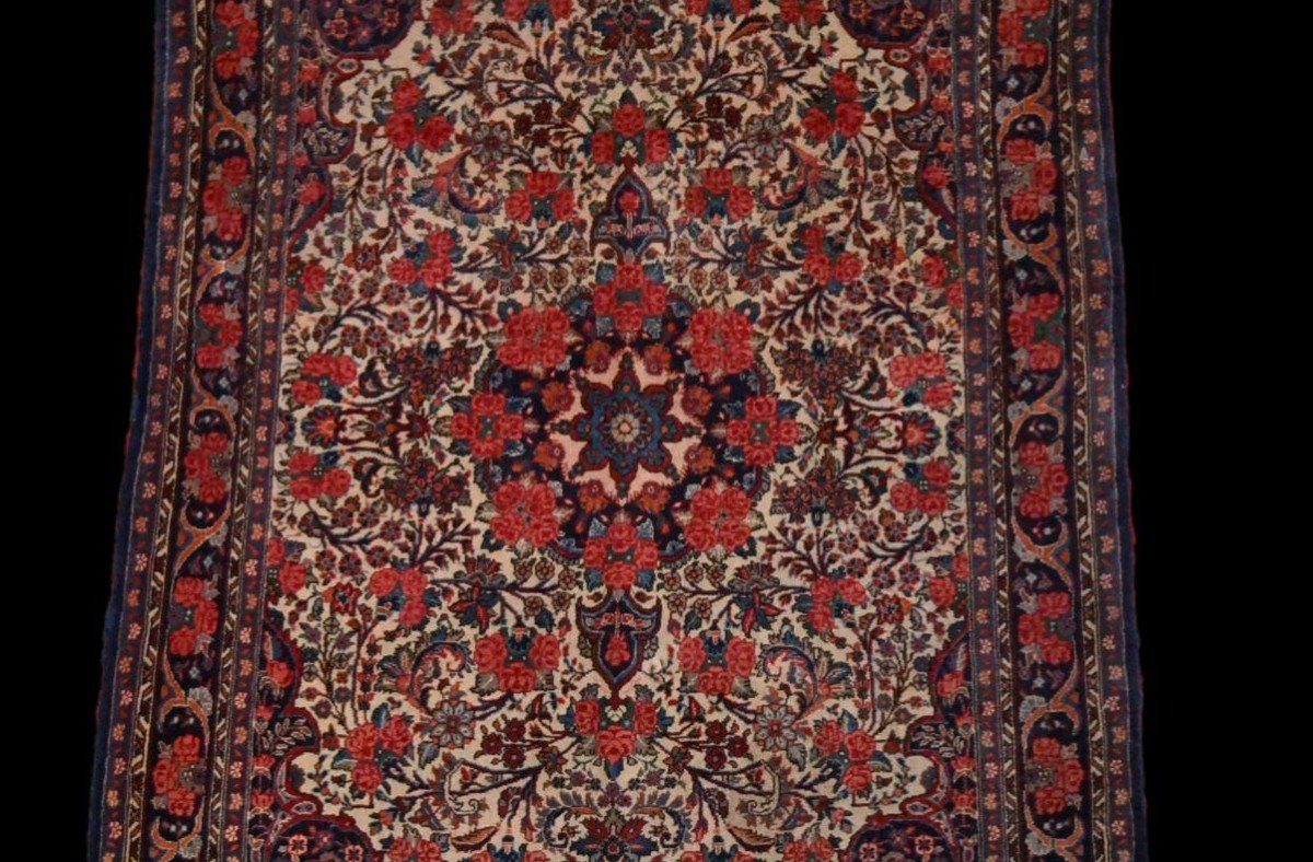 Tapis persan Bidjar, 113 cm x 172 cm, laine nouée main en Iran, 1980, parfait état-photo-1