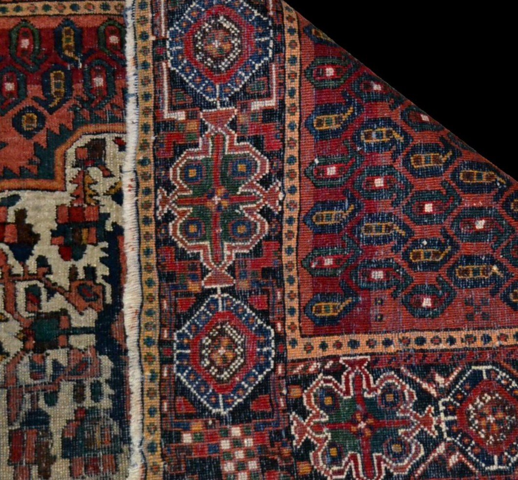 Tapis ancien Afshari, 120 cm x 155 cm, laine nouée main à Deh-Shotoran, Iran, début du XXème siècle-photo-6