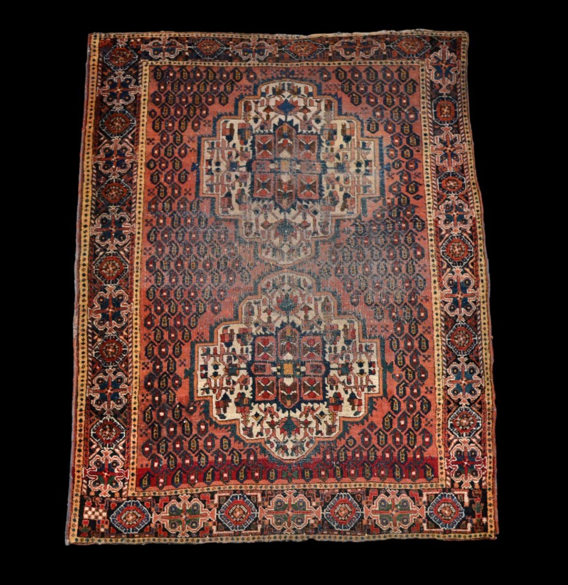 Tapis ancien Afshari, 120 cm x 155 cm, laine nouée main à Deh-Shotoran, Iran, début du XXème siècle-photo-7