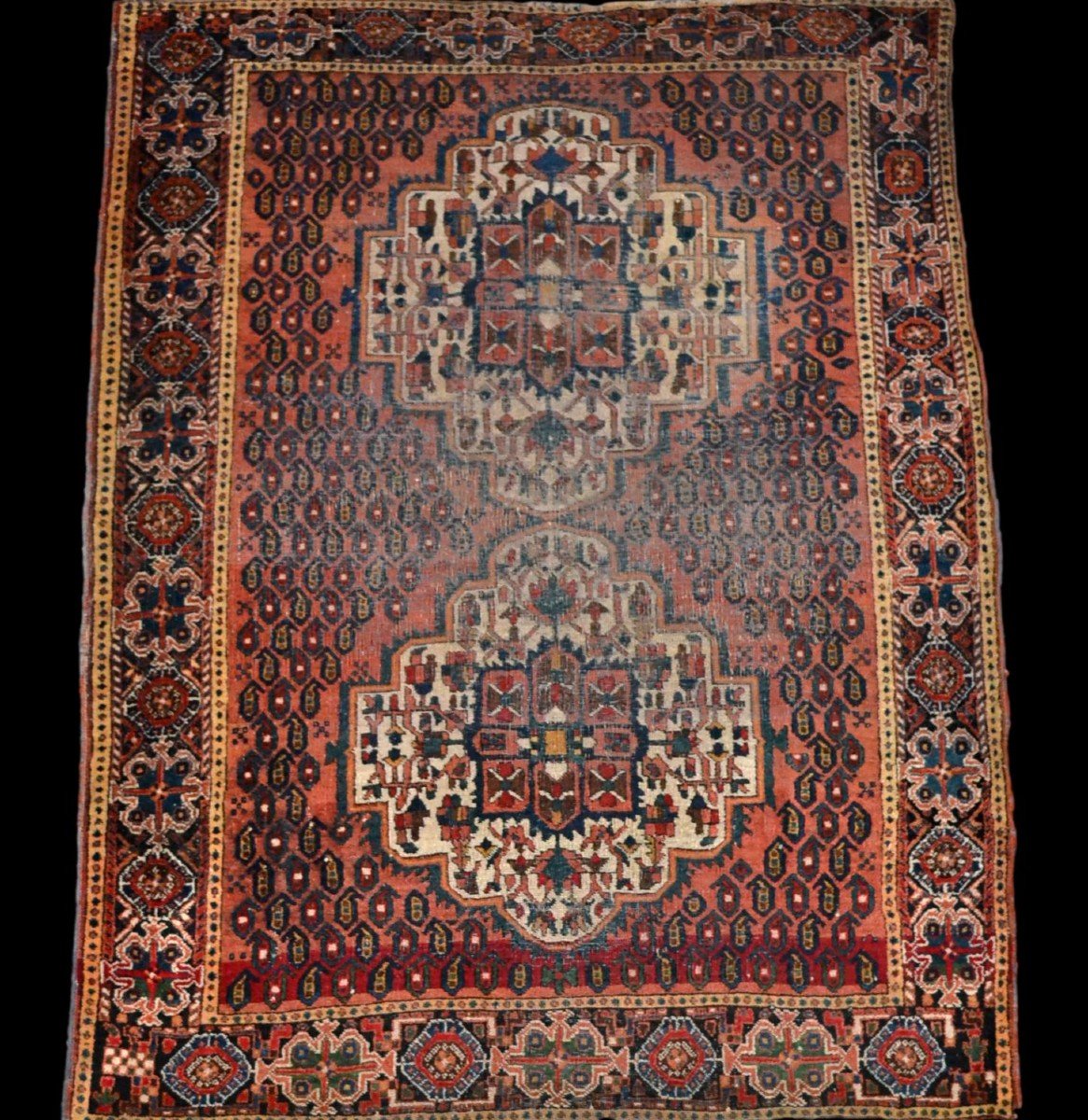 Tapis ancien Afshari, 120 cm x 155 cm, laine nouée main à Deh-Shotoran, Iran, début du XXème siècle