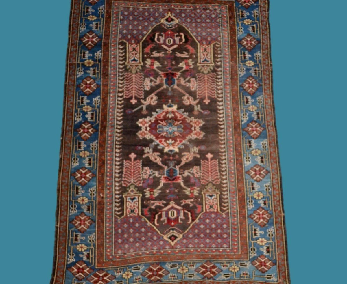 Old Saliani Rug, Caucasus, 132 Cm X 205 Cm, Hand-knotted Wool On Wool, Rare Model, 19th Century-photo-8