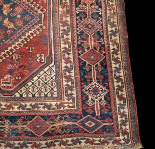 Tapis ancien Kachkaï, 138 cm x 252 cm, laine nouée main, Iran, seconde partie du XIXème siècle-photo-4