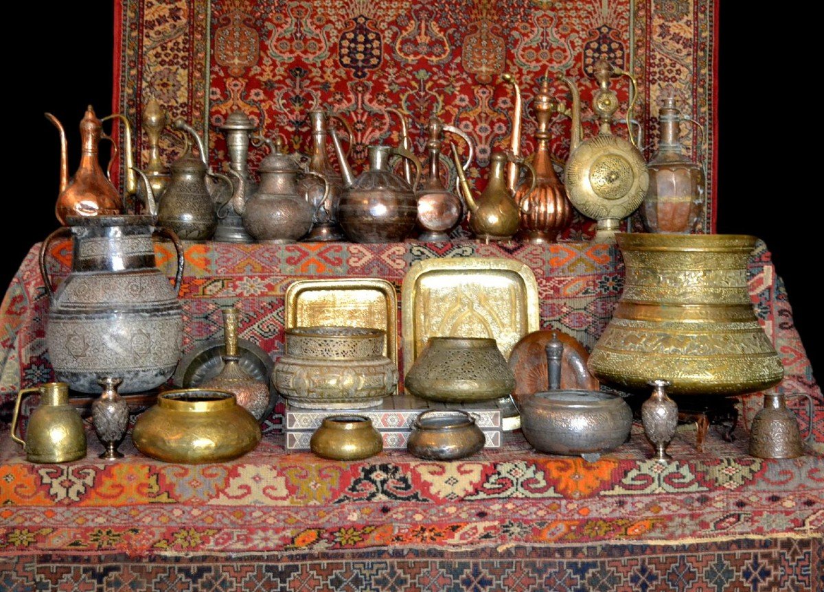 Art Kadjar ancien, rare flambeau, Chamdân, Perse, fin XVIIIème, début du XIXème siècle-photo-6