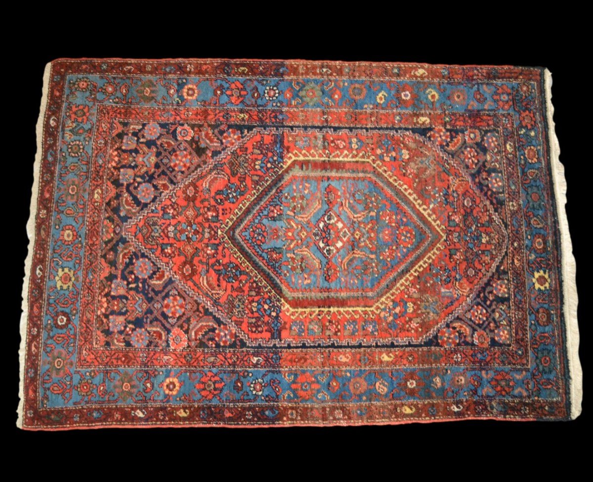 Old Hamadan Rug, Persian, 134 Cm X 188 Cm, Hand-knotted Wool, Iran, First Part Of The 20th Century-photo-2