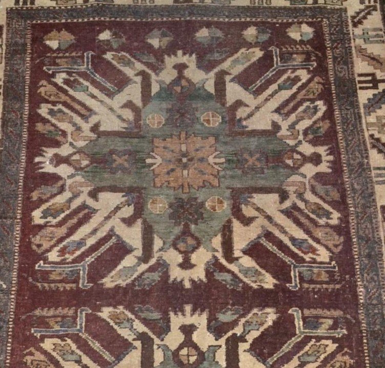 Old Kazak Rug With Eagles, Caucasus, 121 X 213 Cm, Hand-knotted Wool, First Part Of The 20th Century-photo-8