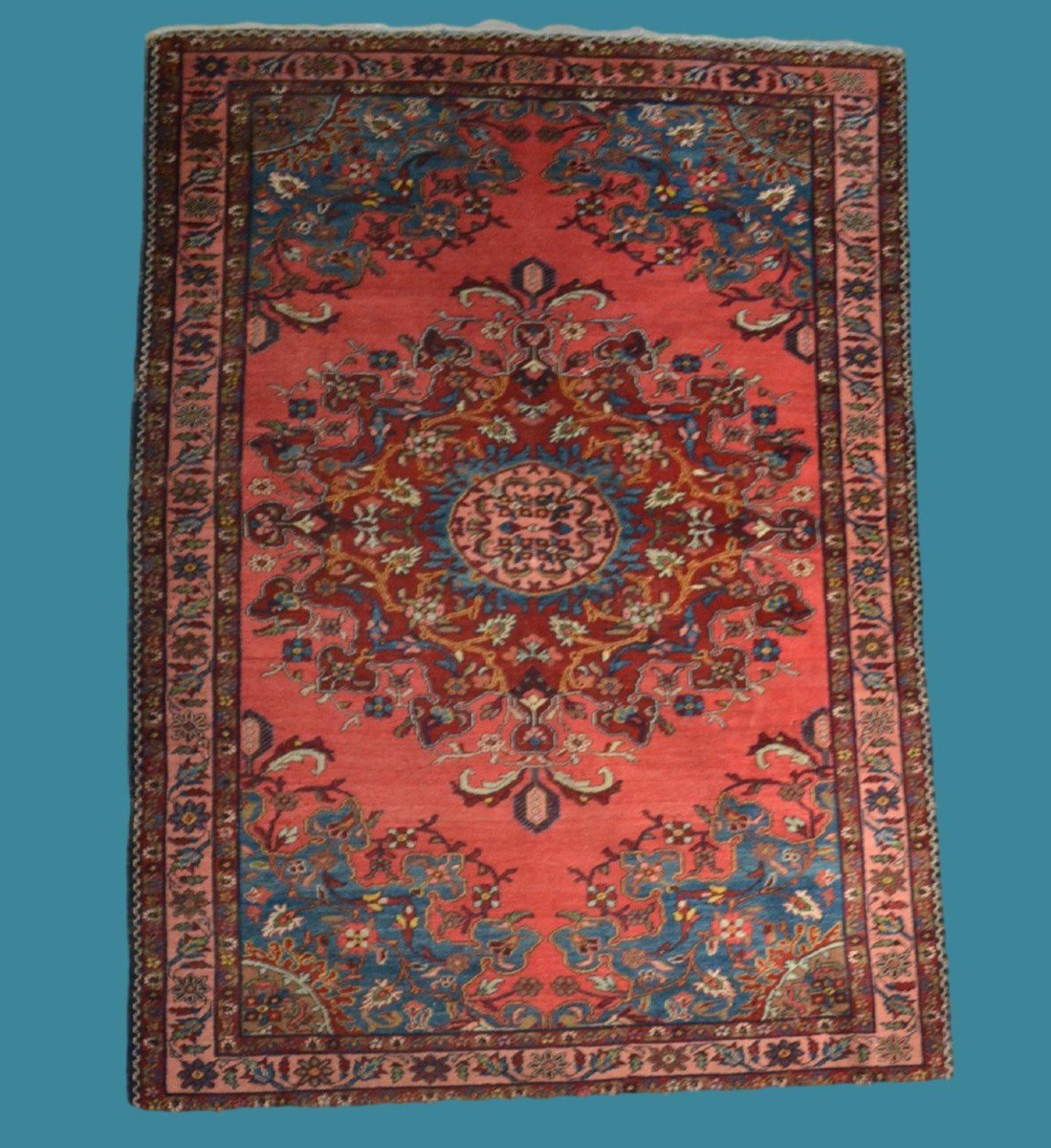 Tapis ancien Tafresh, Persan, 142 cm x 196 cm, laine nouée main, Iran, début du XXème Siècle-photo-7