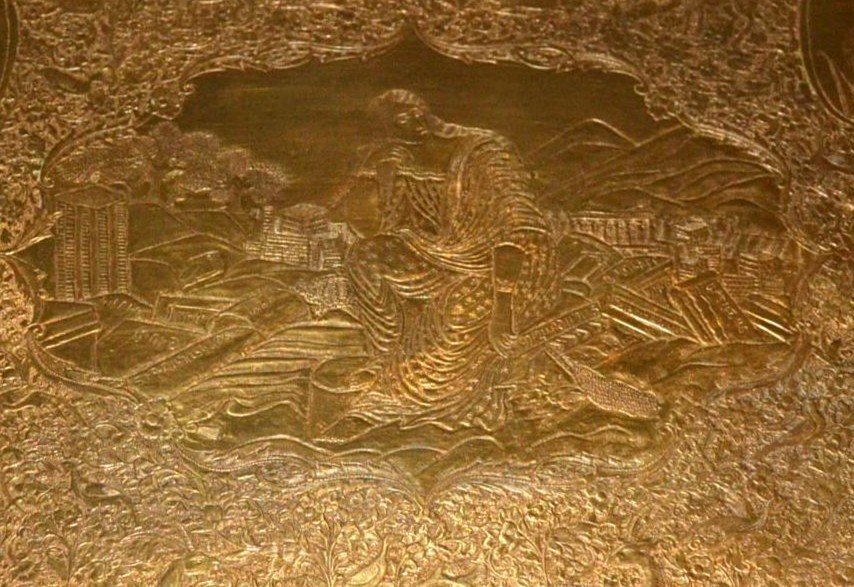 Kadjar Art, Masterpiece Of An Armenian, Persia, Carved Tray Of Kings, 19th Century-photo-3