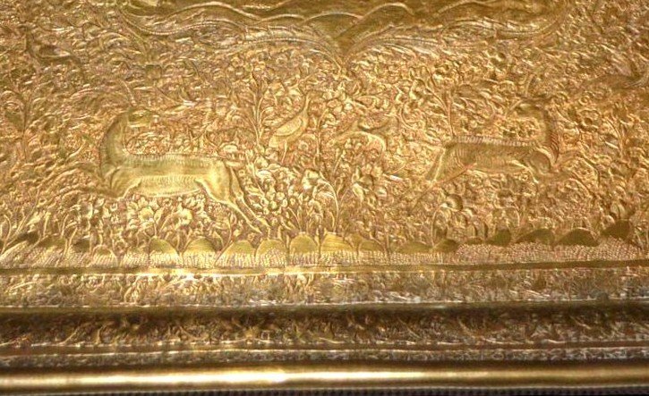 Kadjar Art, Masterpiece Of An Armenian, Persia, Carved Tray Of Kings, 19th Century-photo-3