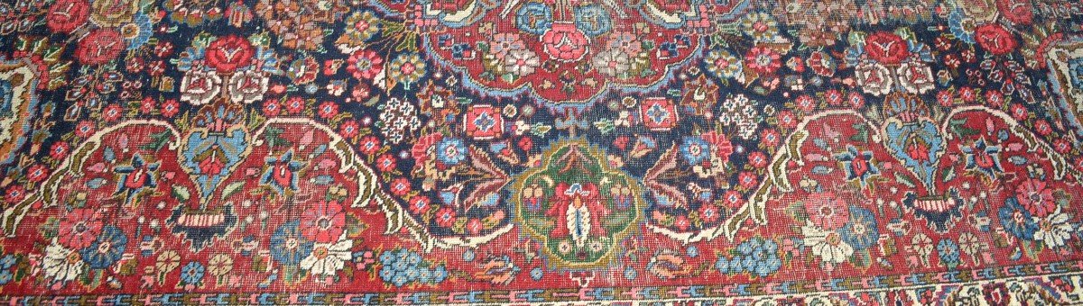 Tapis Persan Tabriz, 235 cm x 350 cm, laine nouée main, 1970, style shabby, superbe-photo-3