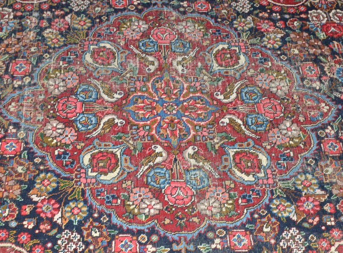 Tapis Persan Tabriz, 235 cm x 350 cm, laine nouée main, 1970, style shabby, superbe-photo-4