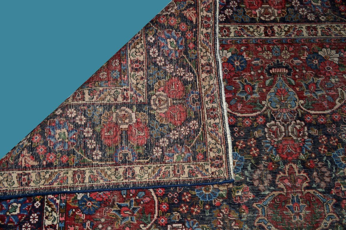 Tapis Persan Tabriz, 235 cm x 350 cm, laine nouée main, 1970, style shabby, superbe-photo-6