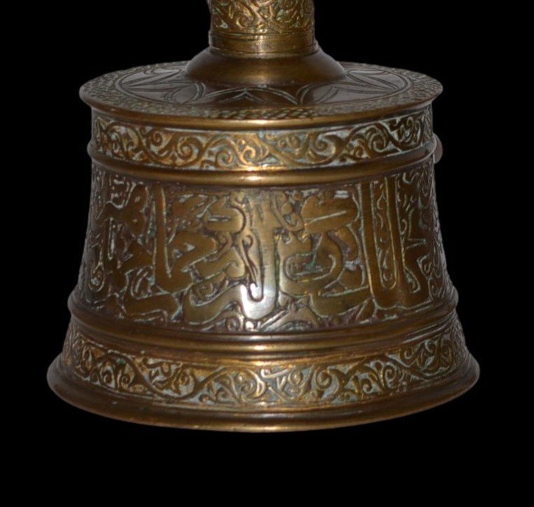 Paire de chandeliers en bronze ouvragé, art Ottoman, fin du XIXème Siècle-photo-4