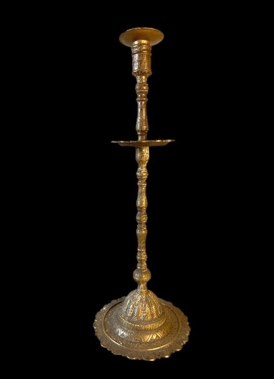 Imposing Bronze Candlestick, Ht 94 Cm, 19th Century-photo-7