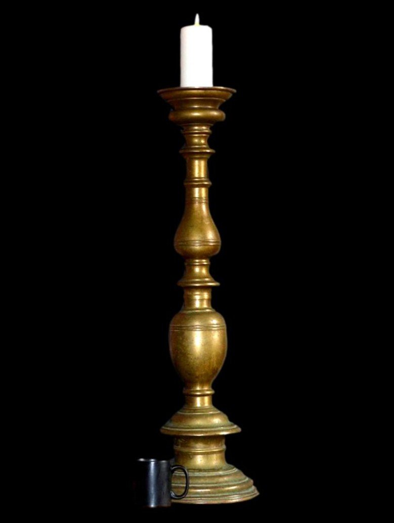 Imposing Bronze Candlestick, Ht 94 Cm, 19th Century