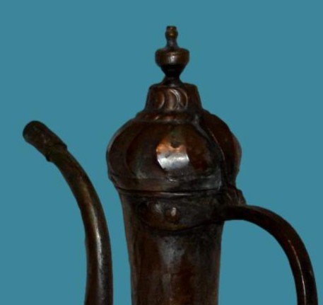 Aiguière Ottomane ancienne, Ht 36 cm, cuivre étamé, art islamique, fin du XIXème, superbe-photo-3