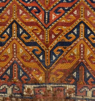 Rare tapis ancien d'Asie centrale, 93 cm x 127 cm, ancienne portière, laine sur laine, 1900-photo-4