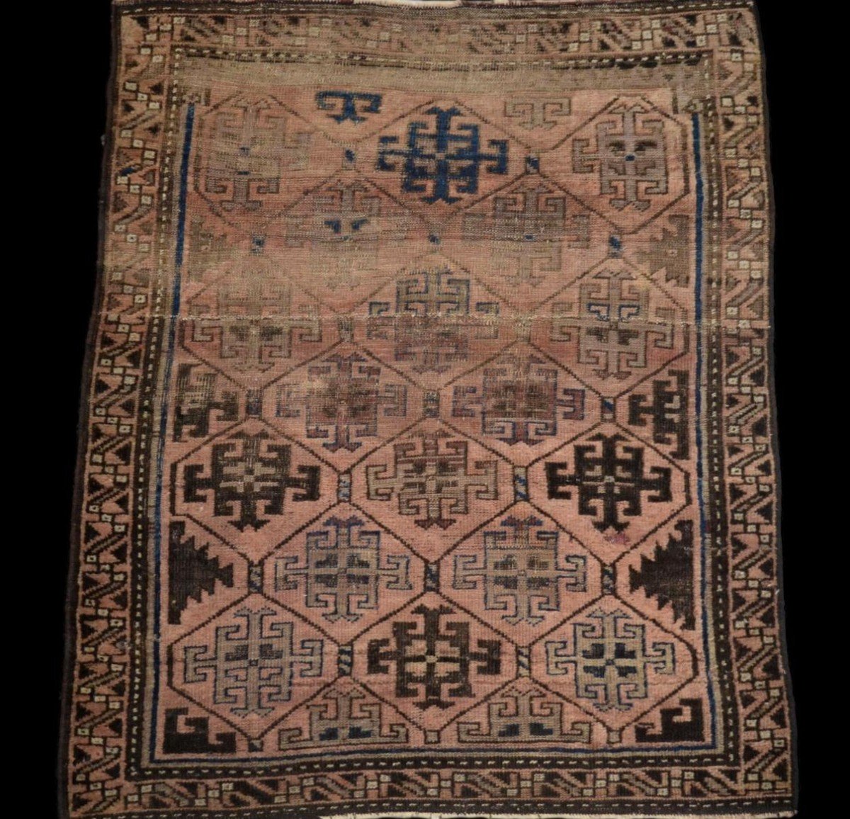 Old Central Asia Rug, 100 Cm X 124 Cm, Hand-knotted Wool, Circa 1900, Beautiful Patina