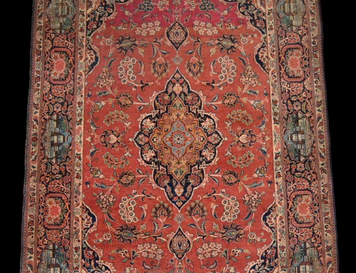 Antique Kashan Rug, 136 X 208 Cm, Hand-knotted Wool And Silk, Persia, (iran) Mid-19th Century-photo-1