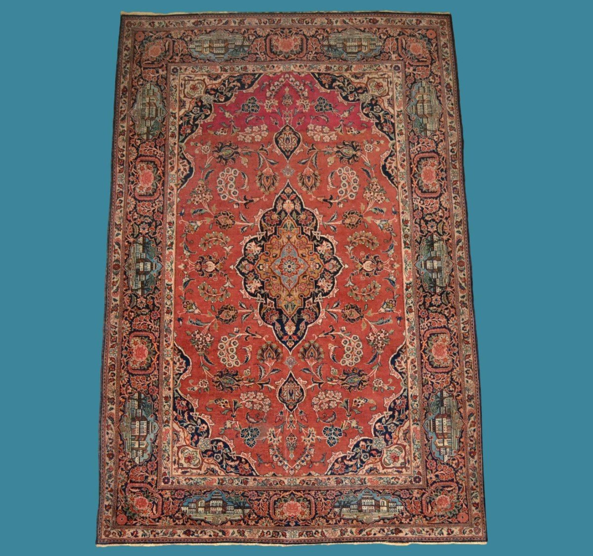 Antique Kashan Rug, 136 X 208 Cm, Hand-knotted Wool And Silk, Persia, (iran) Mid-19th Century-photo-8