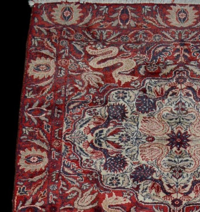 Tapis Agra ancien, 99 cm x 177 cm, laine nouée main vers 1950 en Inde, magnifique état-photo-3
