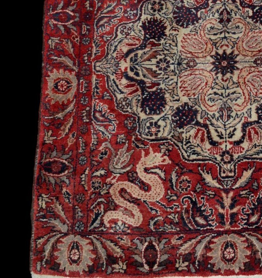 Tapis Agra ancien, 99 cm x 177 cm, laine nouée main vers 1950 en Inde, magnifique état-photo-2