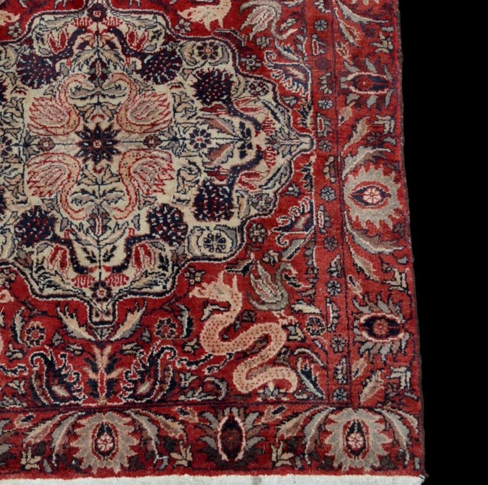 Tapis Agra ancien, 99 cm x 177 cm, laine nouée main vers 1950 en Inde, magnifique état-photo-3