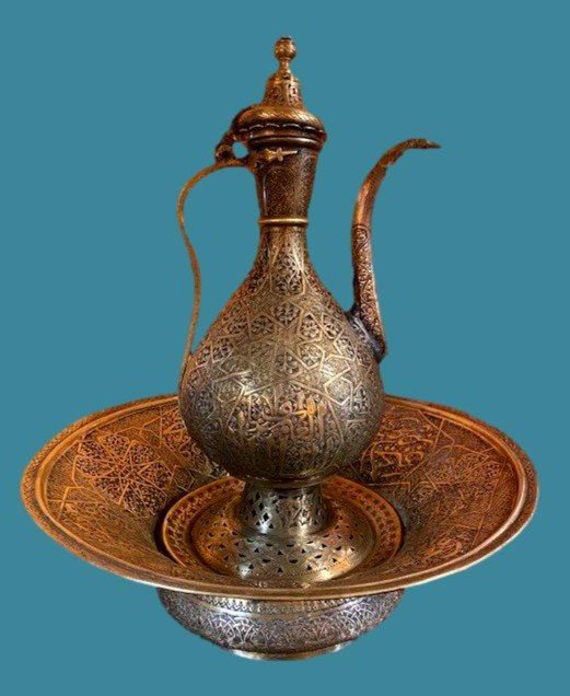 Grande cafetière Dallah   دلة  ouvragée, cuivre étamé, Golfe Persique, vers 1900, très bon état-photo-7