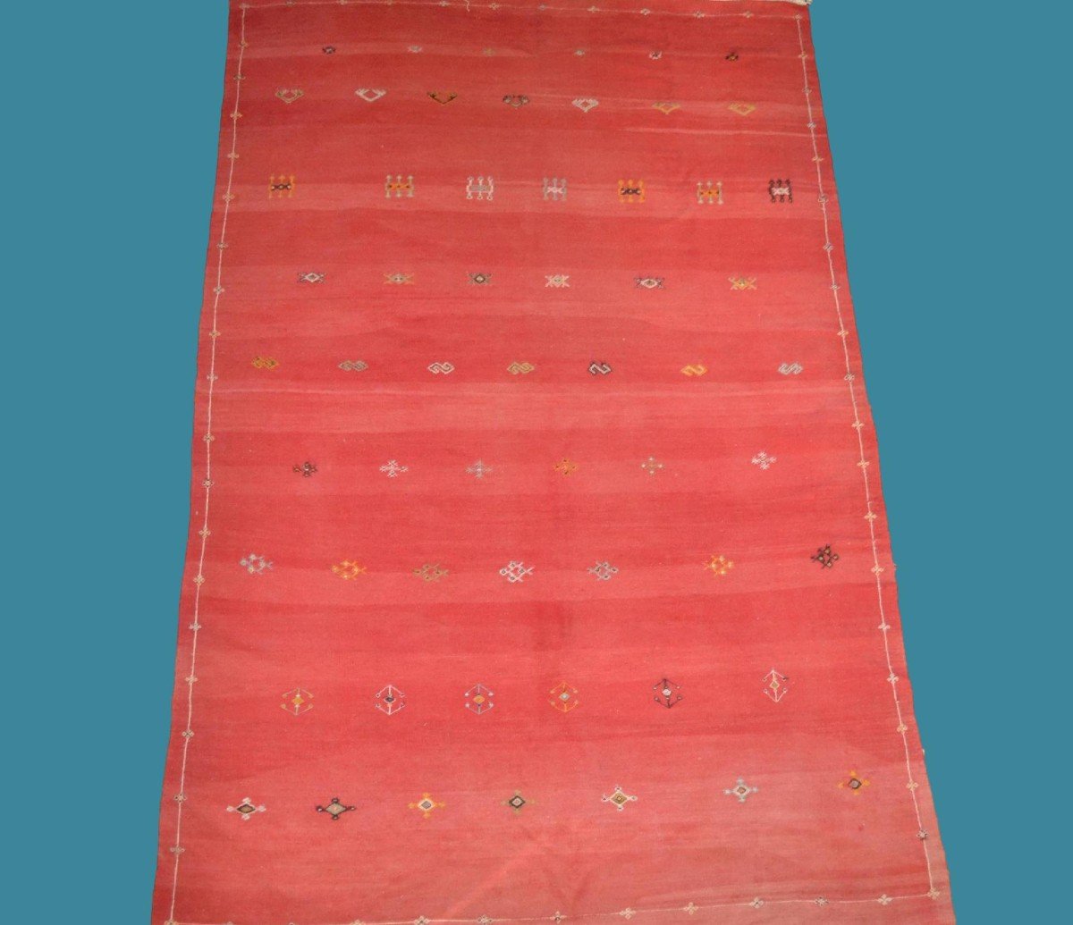 Grand Kilim Berbère Taznakht, 195 cm x 298 cm, laine tissée main vers 1960, Haut Atlas,maroc-photo-6