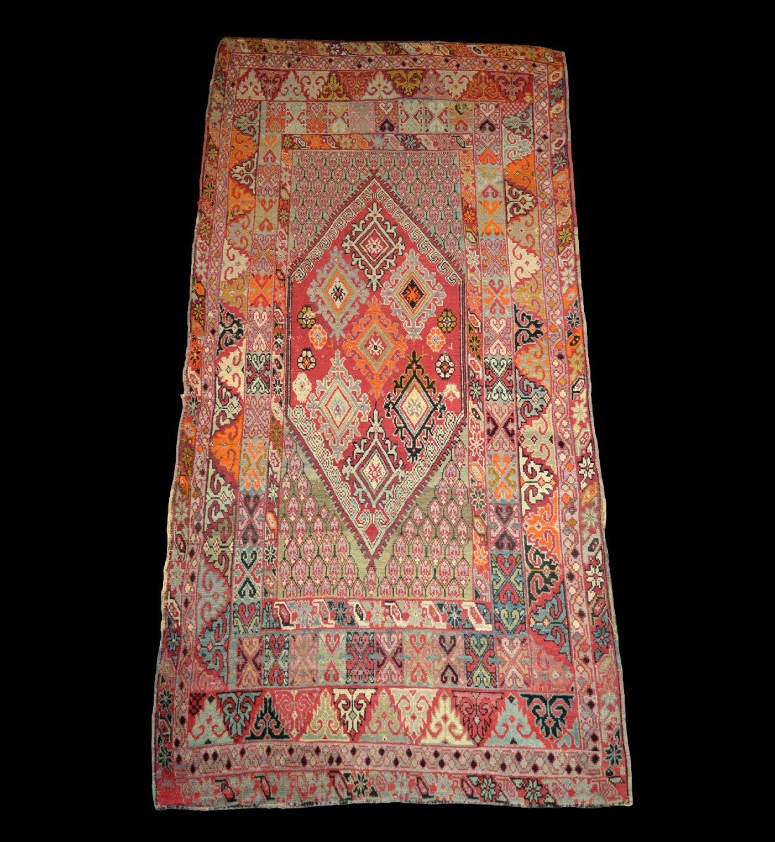 Grand Kilim Berbère Taznakht, 195 cm x 298 cm, laine tissée main vers 1960, Haut Atlas,maroc-photo-8