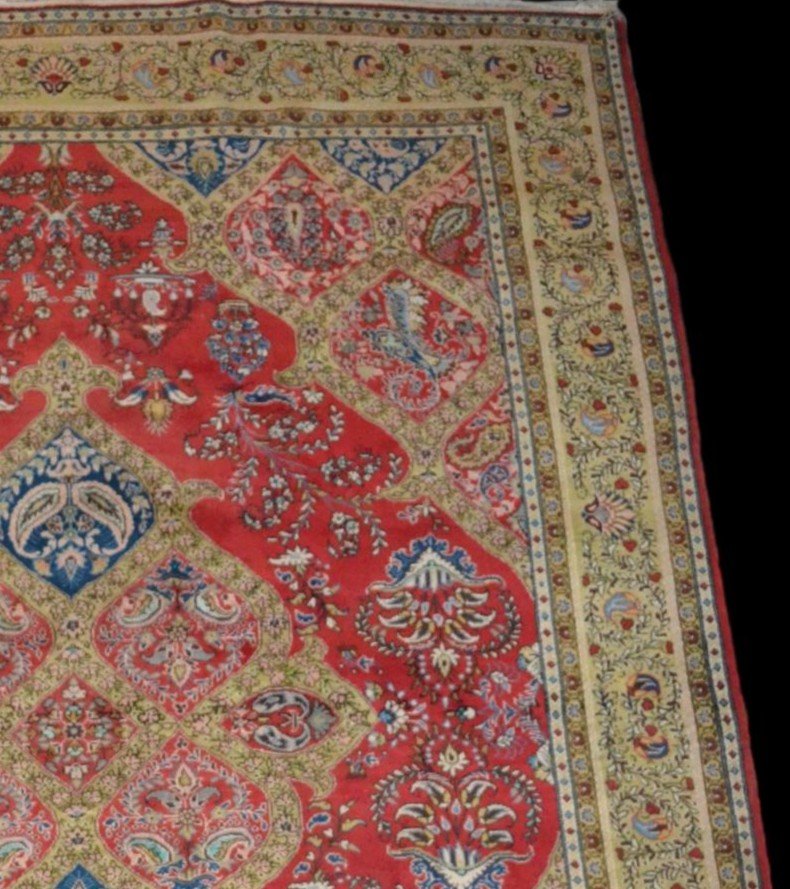 Tapis Persan Ghoum, 192 cm x 304 cm, laine nouée main, Iran, vers 1980 en très bon état-photo-4