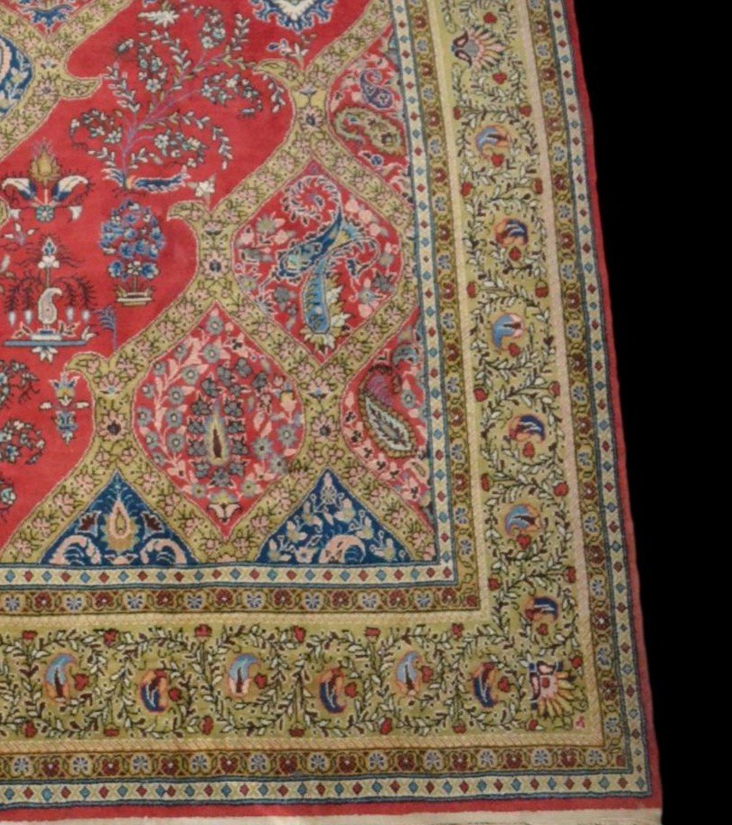 Tapis Persan Ghoum, 192 cm x 304 cm, laine nouée main, Iran, vers 1980 en très bon état-photo-3