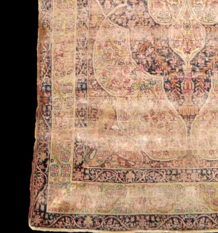 Tapis ancien  Kirman Raver, laine et soie, période Kadjar, Perse, 130 cm x 207 cm, XIXème-photo-2