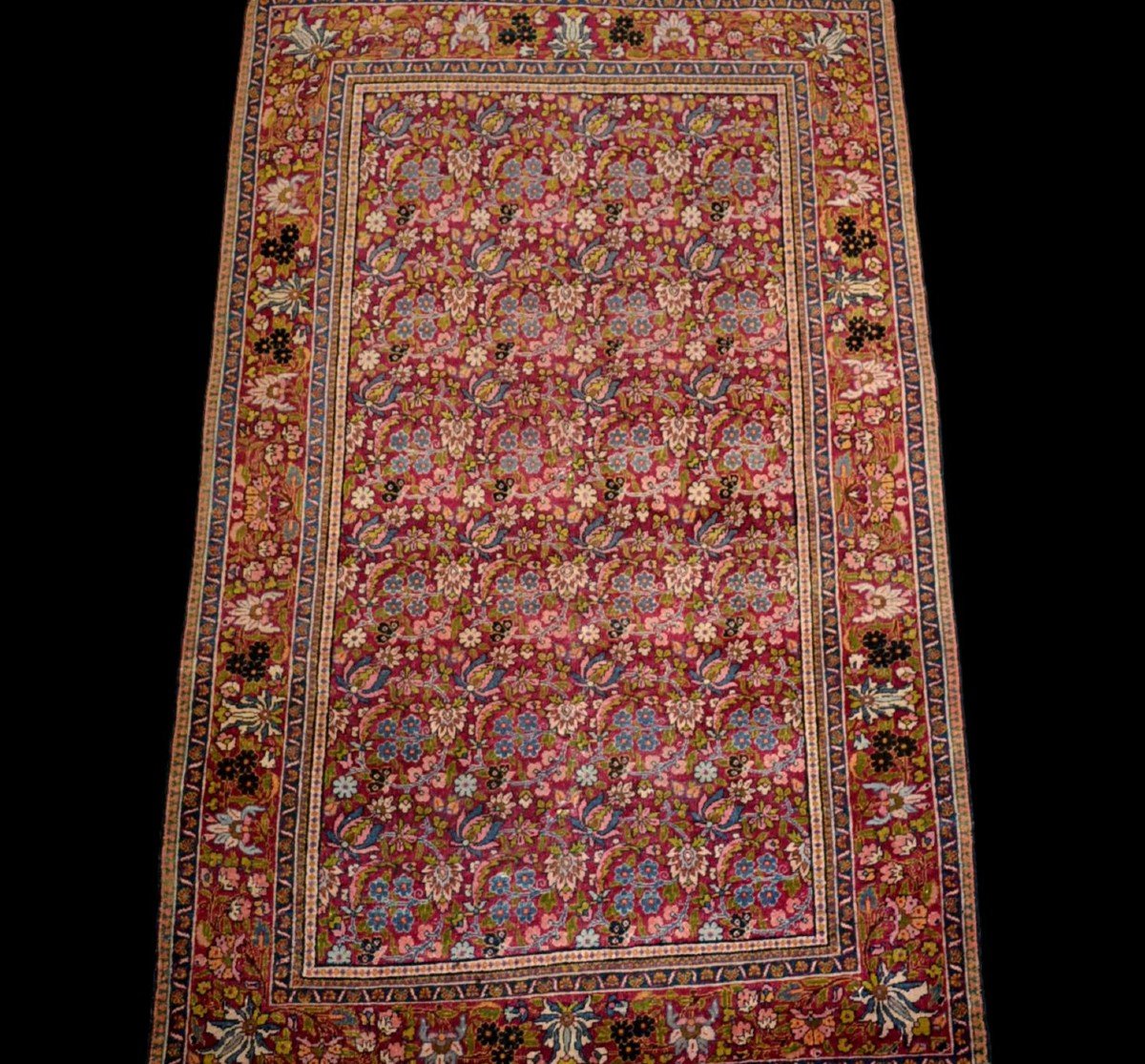 Tapis ancien  Kirman Raver, laine et soie, période Kadjar, Perse, 130 cm x 207 cm, XIXème-photo-7
