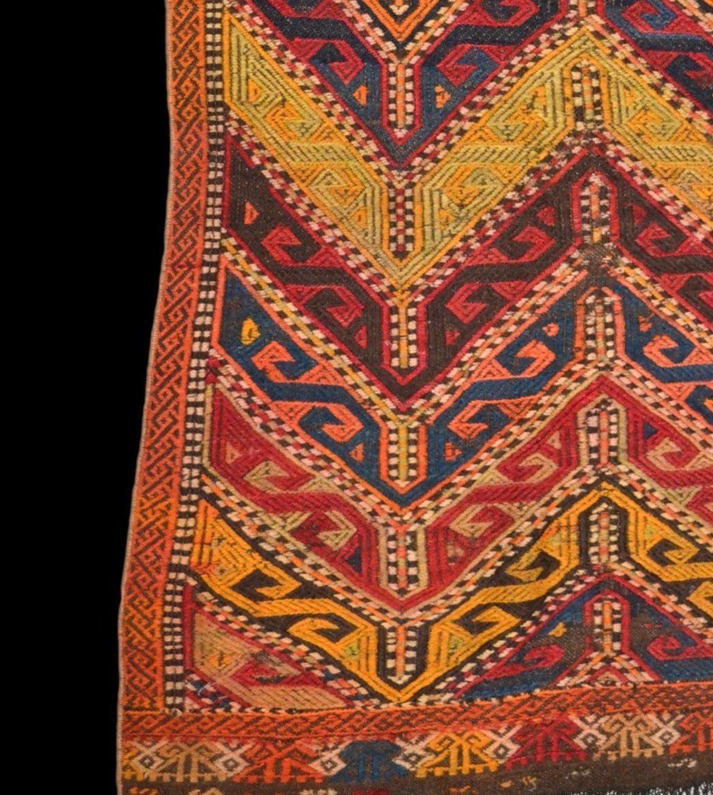 Tapis ancien Asie centrale, 110 x 129 cm, laine sur laine nouée main, ancienne portière, 1900-photo-1