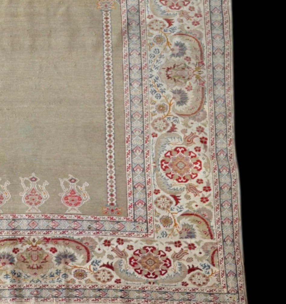 Tapis Istambul ancien de prière, soie et laine, 128 cm x 179 cm, Empire Ottoman, début XXème -photo-3