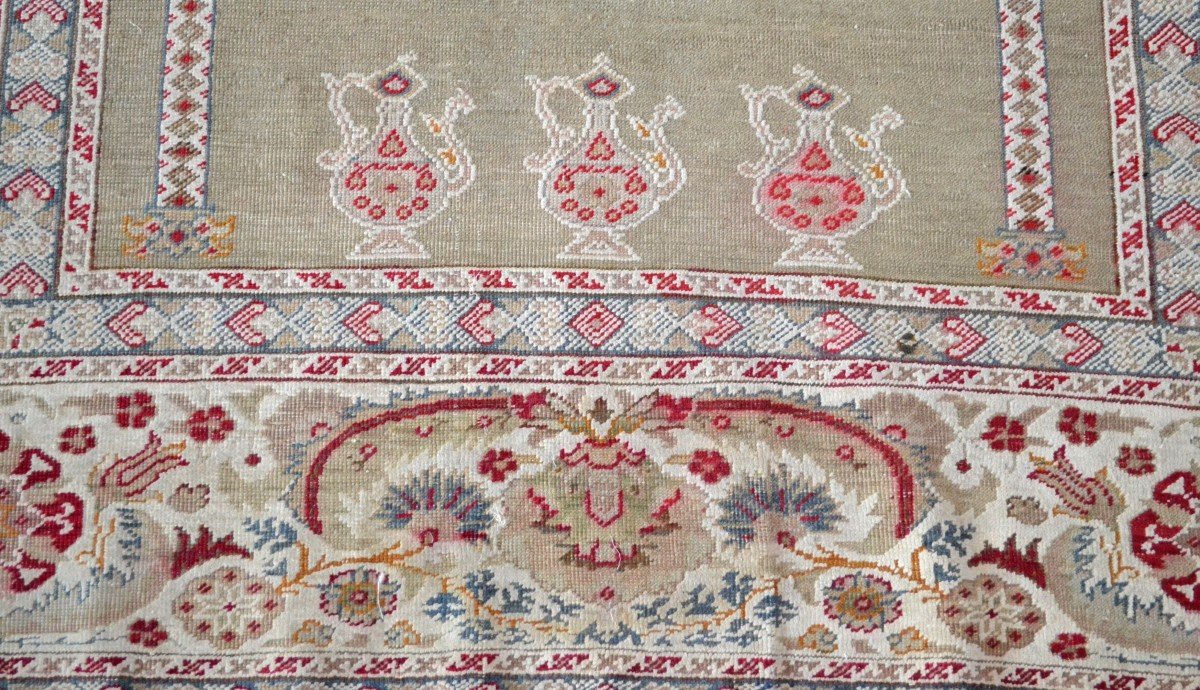 Tapis Istambul ancien de prière, soie et laine, 128 cm x 179 cm, Empire Ottoman, début XXème -photo-5