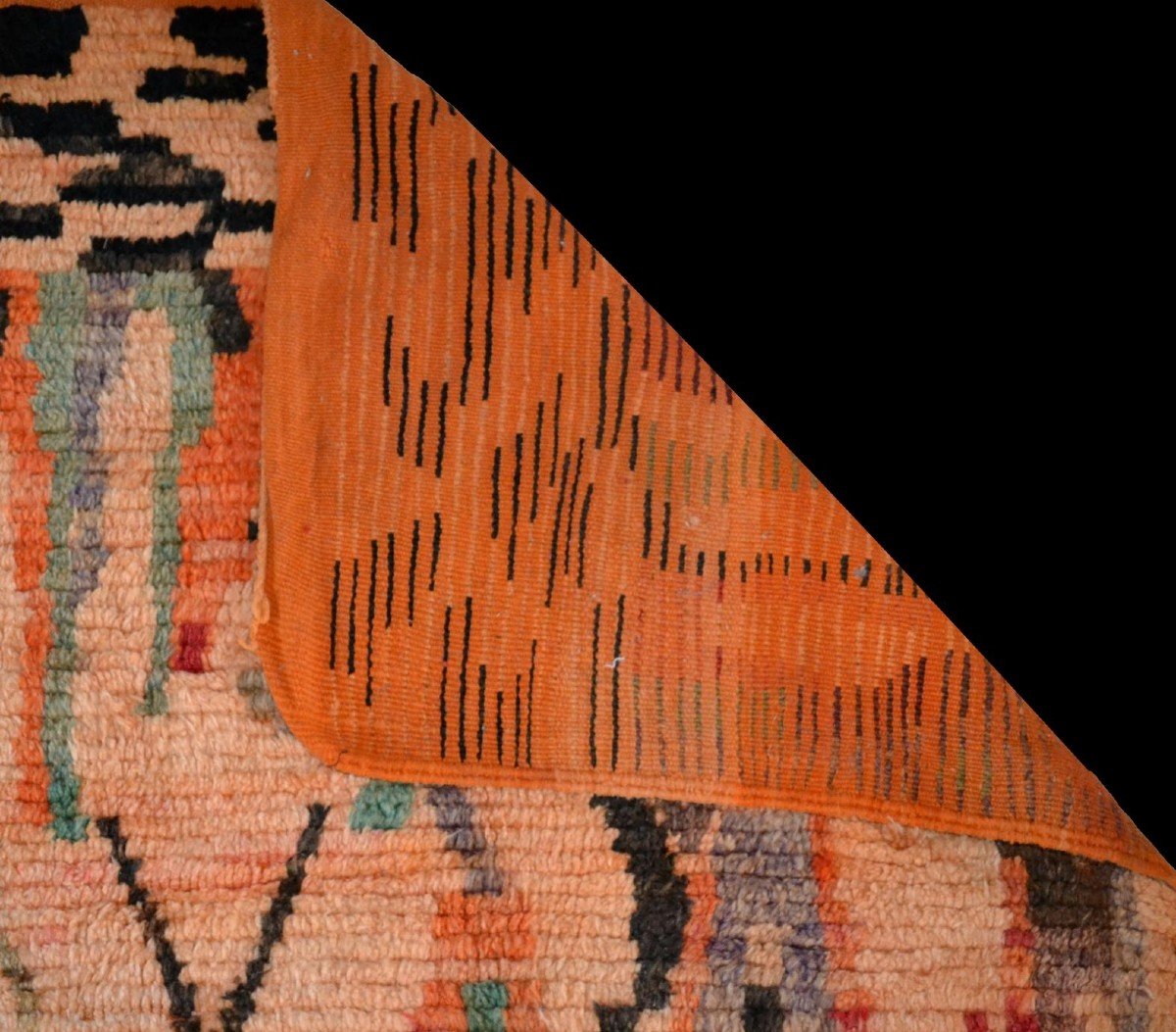 Tapis ancien de Chichaoua, Haouz, Maroc, 160 x 260 cm, laine nouée main, travail Berbères -photo-5
