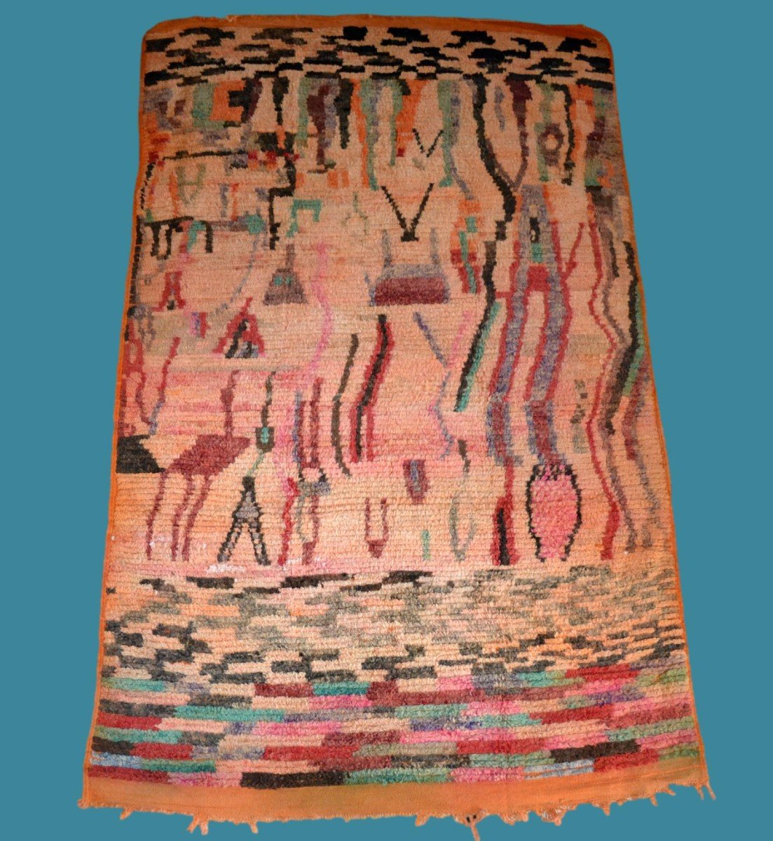 Tapis ancien de Chichaoua, Haouz, Maroc, 160 x 260 cm, laine nouée main, travail Berbères -photo-6