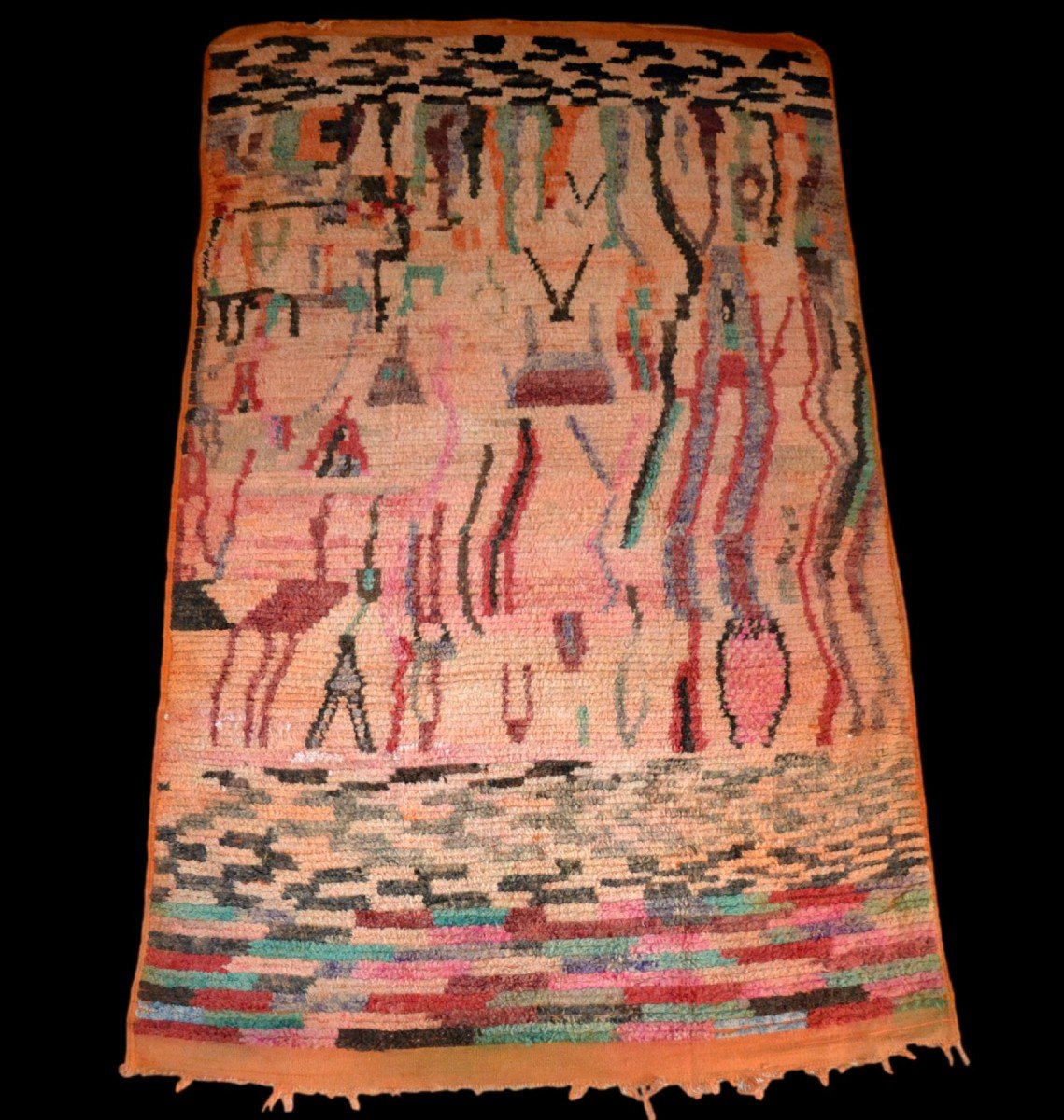 Tapis ancien de Chichaoua, Haouz, Maroc, 160 x 260 cm, laine nouée main, travail Berbères 