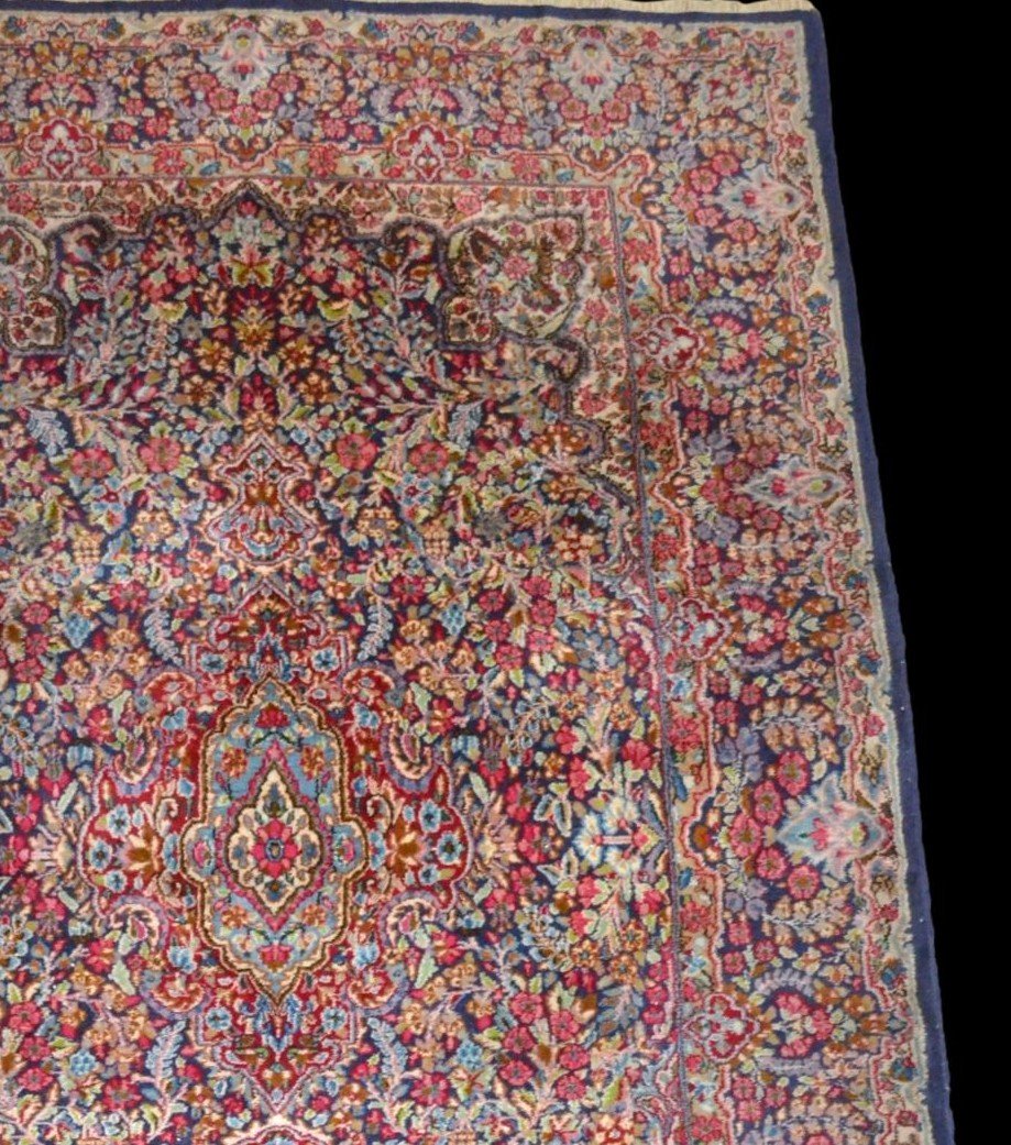 Tapis Persan Kirman, millefleurs,157 cm x 250 cm, laine Kork nouée main, Iran, très bon état-photo-1