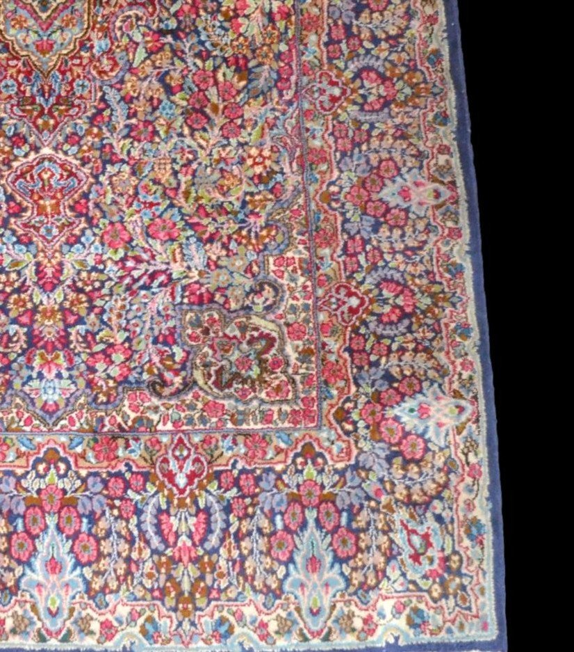 Tapis Persan Kirman, millefleurs,157 cm x 250 cm, laine Kork nouée main, Iran, très bon état-photo-4