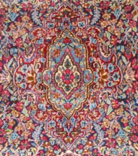 Tapis Persan Kirman, millefleurs,157 cm x 250 cm, laine Kork nouée main, Iran, très bon état-photo-5