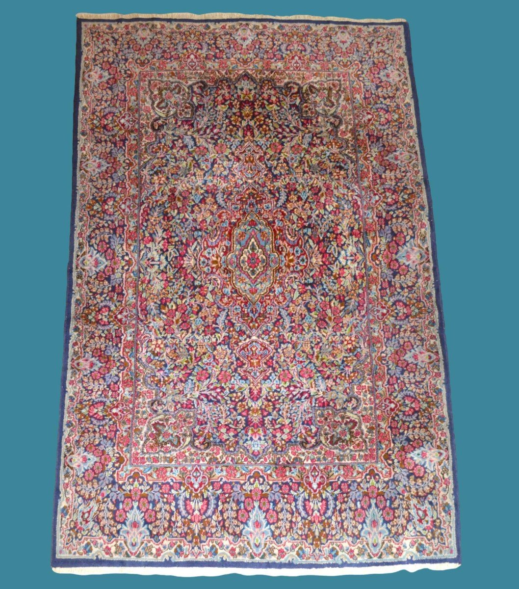 Persian Kirman Rug, Millefleurs, 157 Cm X 250 Cm, Hand-knotted Kork Wool, Iran, Very Good Condition-photo-7