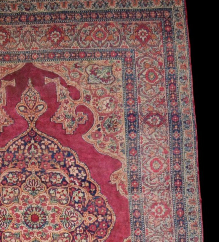 Tapis Persan Tabriz ancien, 143 x 212 cm, laine nouée main très finement, Perse, fin XIXème-photo-4